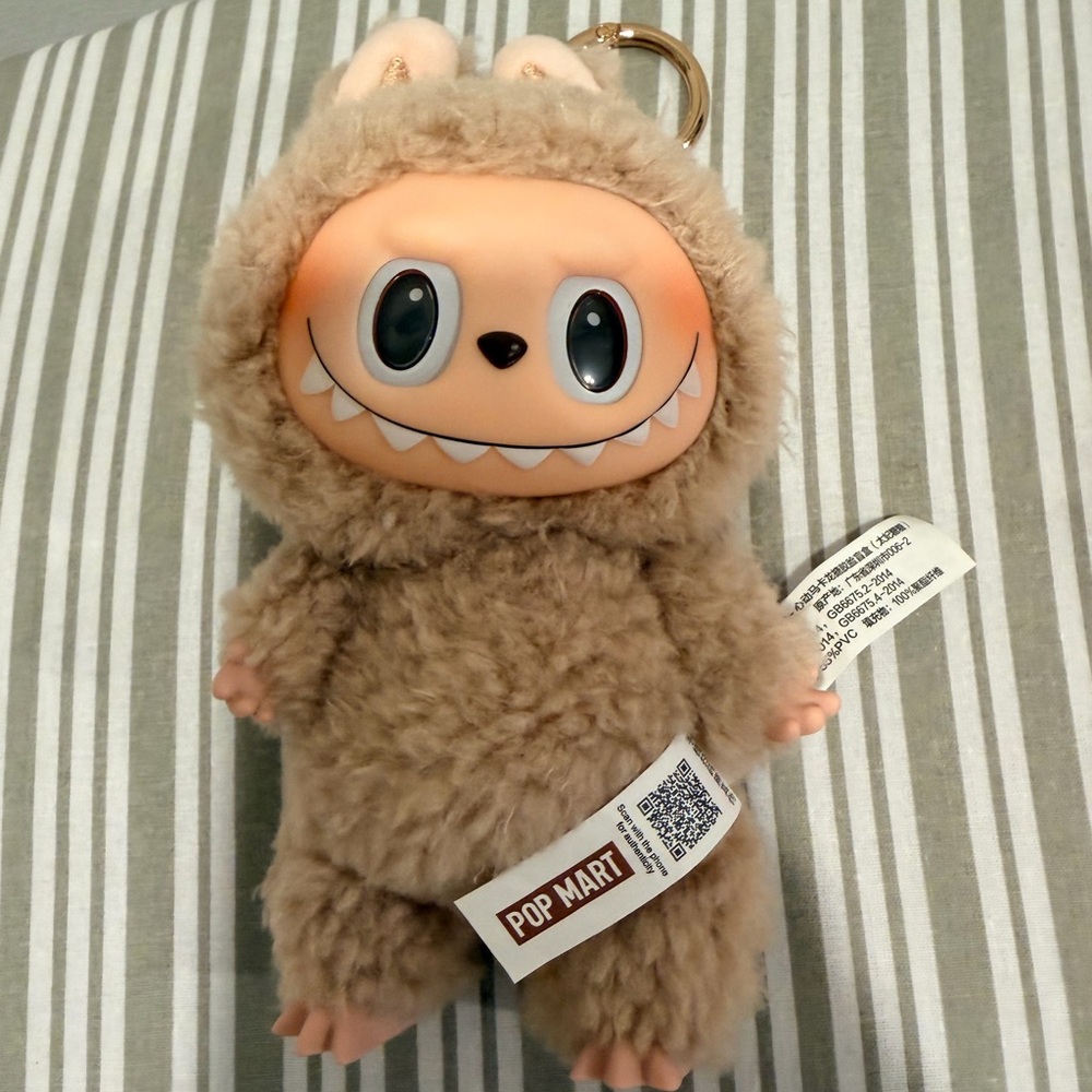 Pop Mart Plush Doll in Furry Tan Outfit